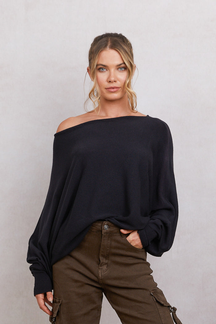 women's soft jumper with batwing sleeves