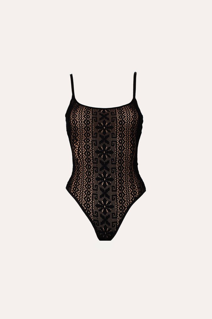 lace one-piece swimsuit, low back
