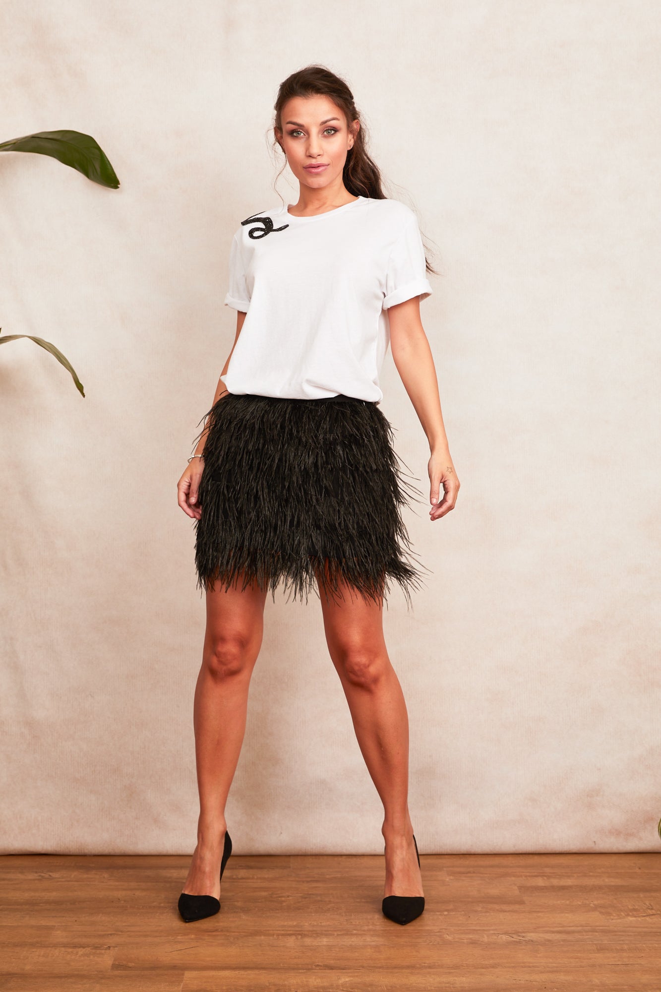 Feather mini cheap skirt