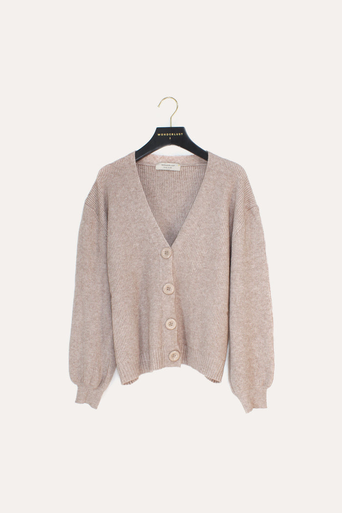lounge wear button ribbed knitted cardigan