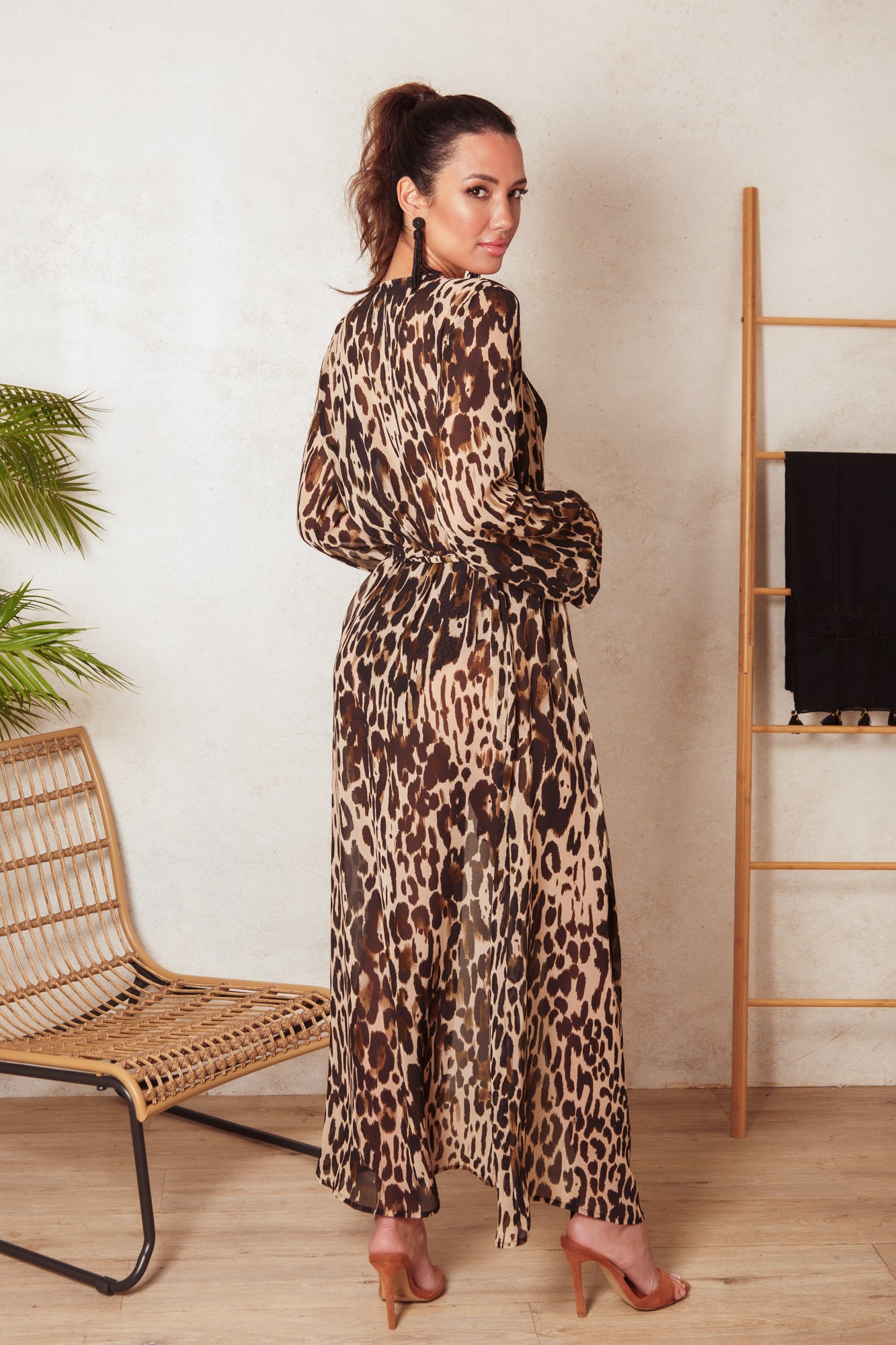 Leopard print 2025 kimono dress