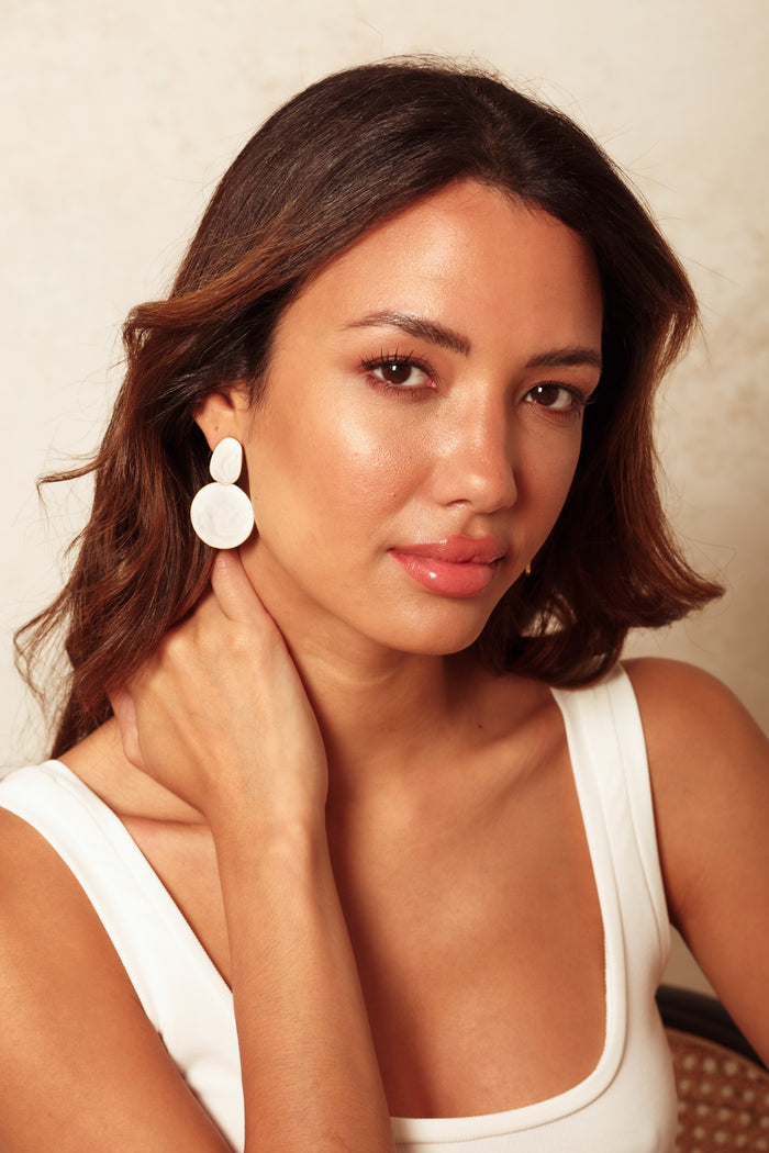 white marble effect drop earrings
