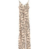 silky satin strapped maxi dress with high thigh slit in leopard print