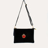 suede clutch with hand embellished heart motif