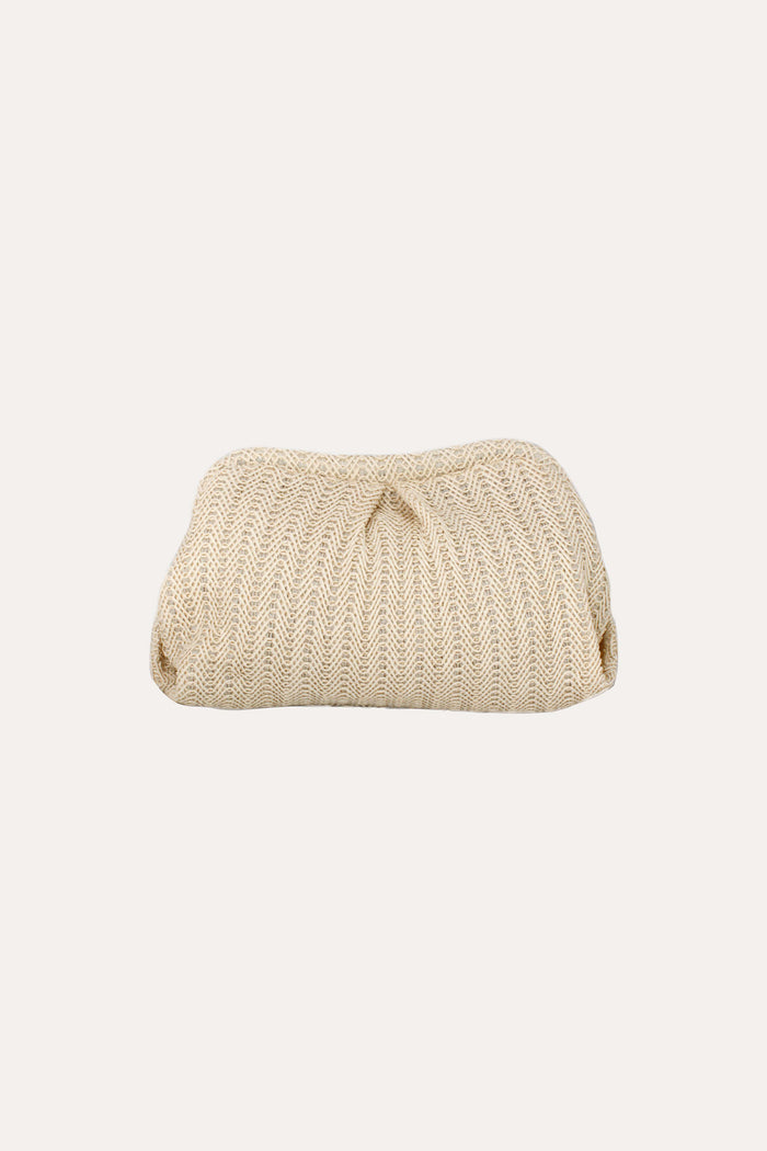 shell shaped clutch purse with woven design