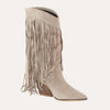 women's suede cowboy boots with tassel fringe