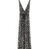 loose fitted flowing maxi dress with waist drawstring in grey leopard print