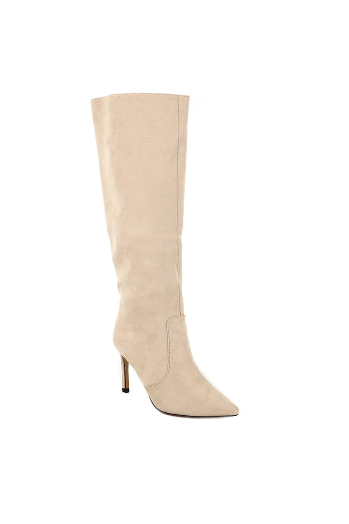 suede over the knee boots with pointed toe and stiletto heel
