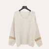 soft knitted v-neck jumper with gold threading