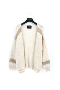 loose knit soft cardigan with gold threading