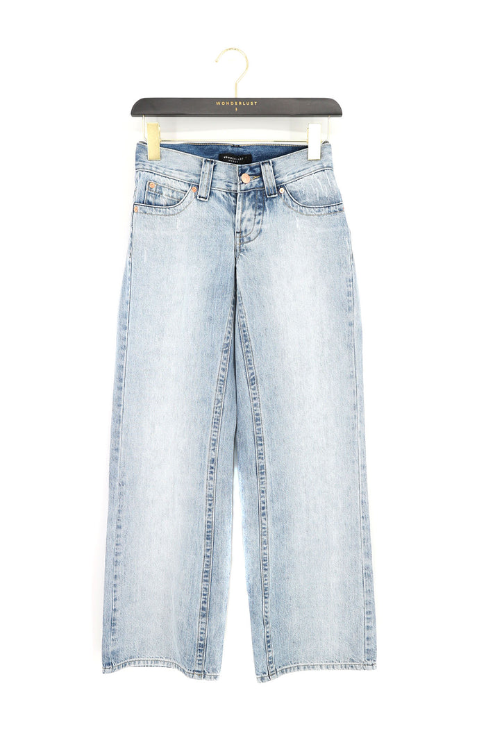90s inspired low rise wide leg jeans
