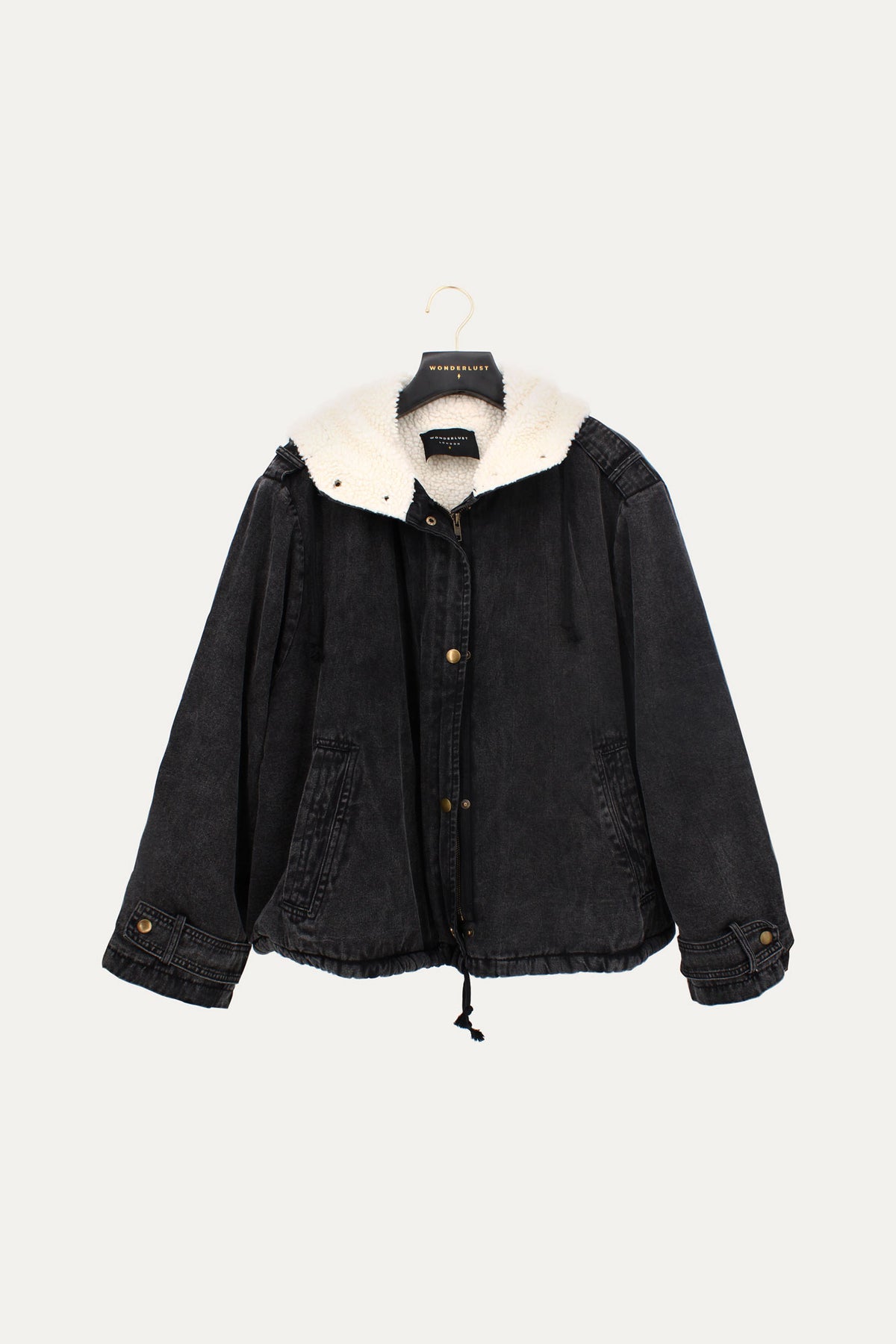 soft denim jacket with faux shearling lining