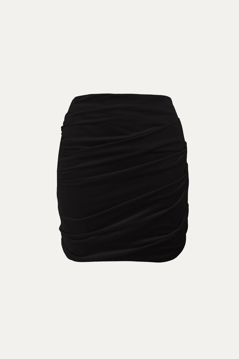stretch velvet tucked mini skirt