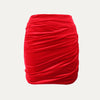 stretch velvet ruched mini skirt