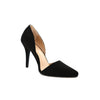 black suede stiletto heels