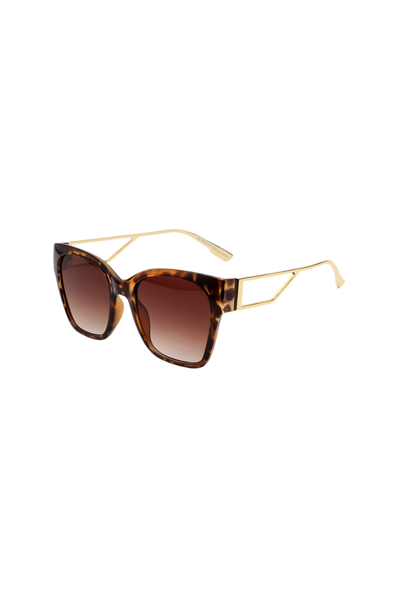 brown leopard wing sunglasses with gold framing