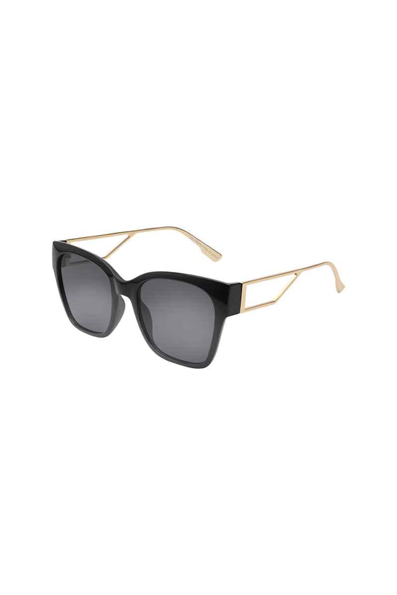 black wing sunglasses with gold framing